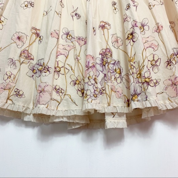 Rebecca Taylor Vintage Cream Floral A-Line Skirt - Picture 4 of 8